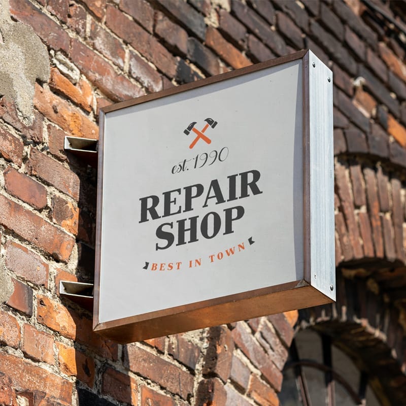 Square Signage Logo Mockup PSD