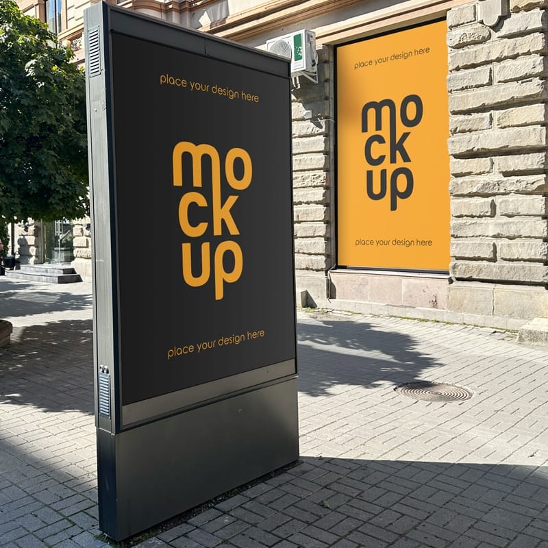 Street City Light Poster Mockup PSD