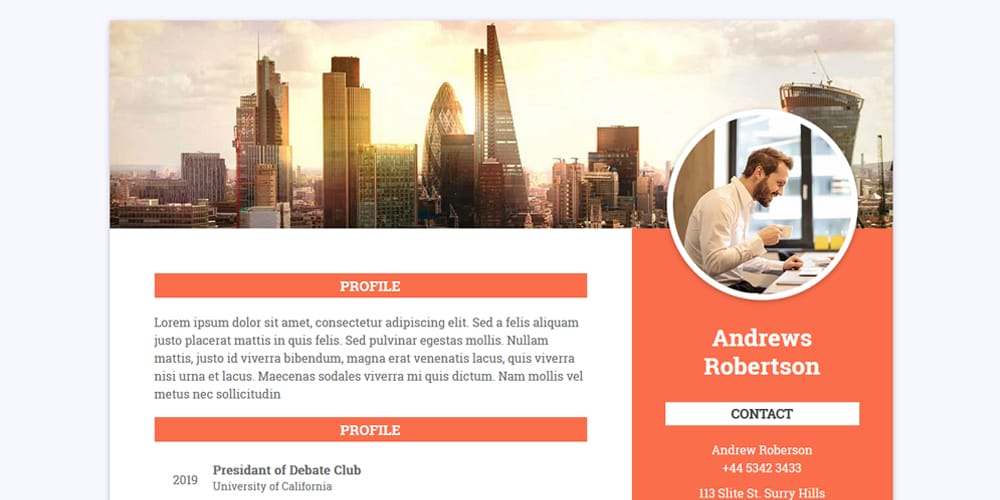 Student Profile HTML Website Template