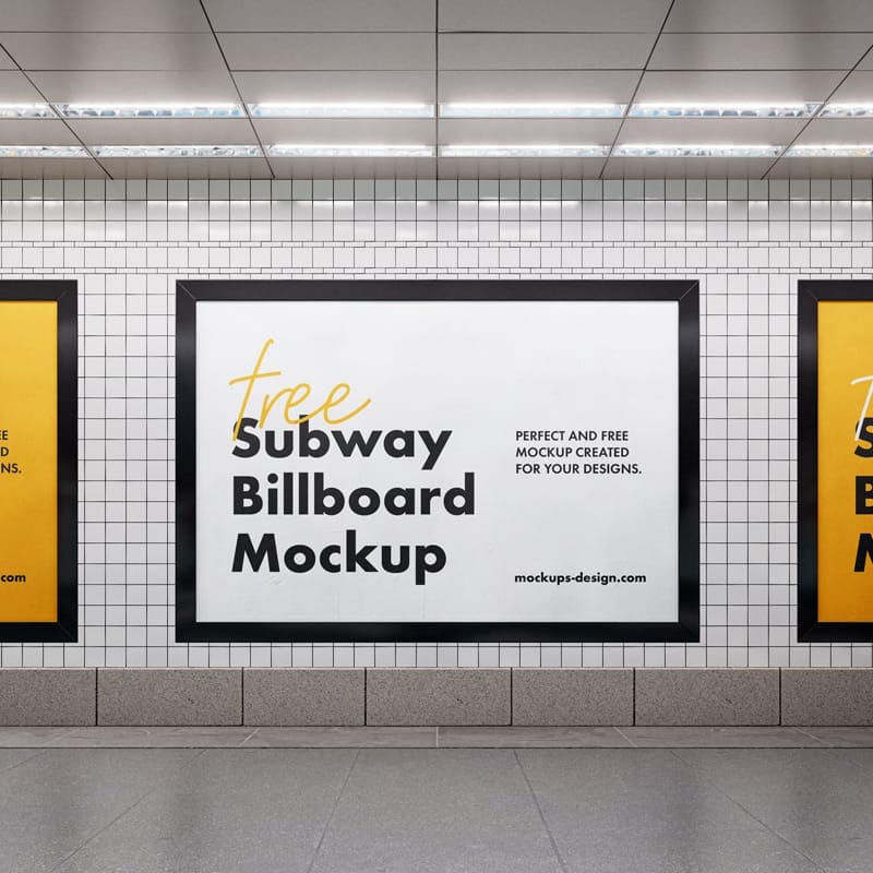 Subway Billboard Mockup Template PSD