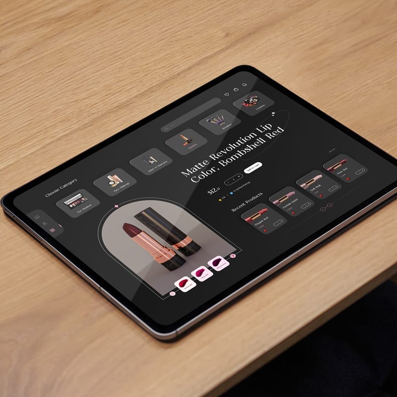 Tablet on Table Mockup PSD