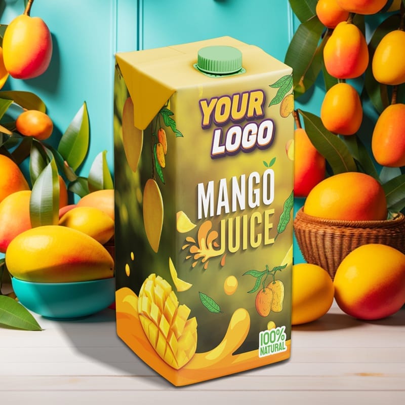 Tetra Pack Juice Carton Mockup PSD