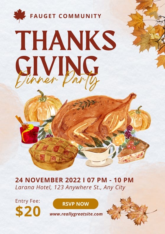 Thanksgiving Dinner Party Announcement Poster
