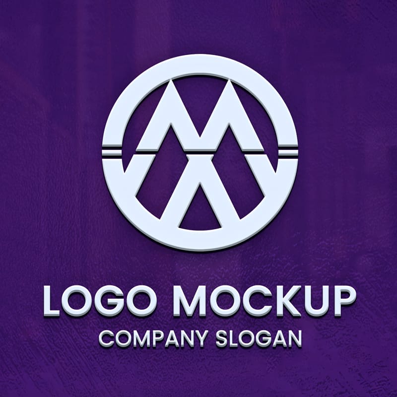 White 3D Logo Mockup PSD