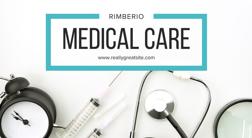 Minimalist medical presentation template for Canva in white and blue, featuring stethoscope and clock visuals.