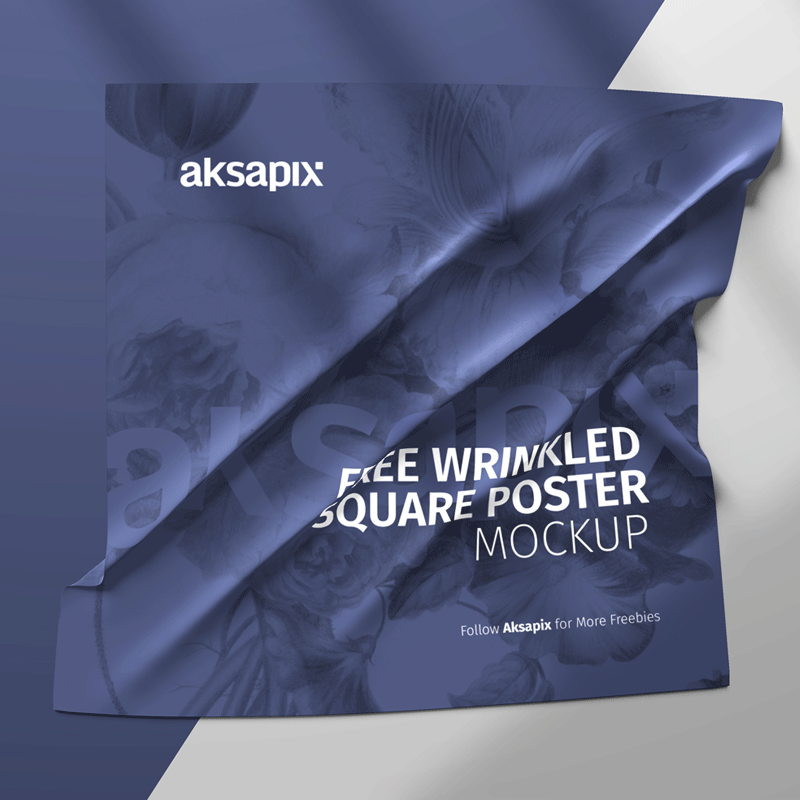Wrinkled Square Poster Mockup PSD