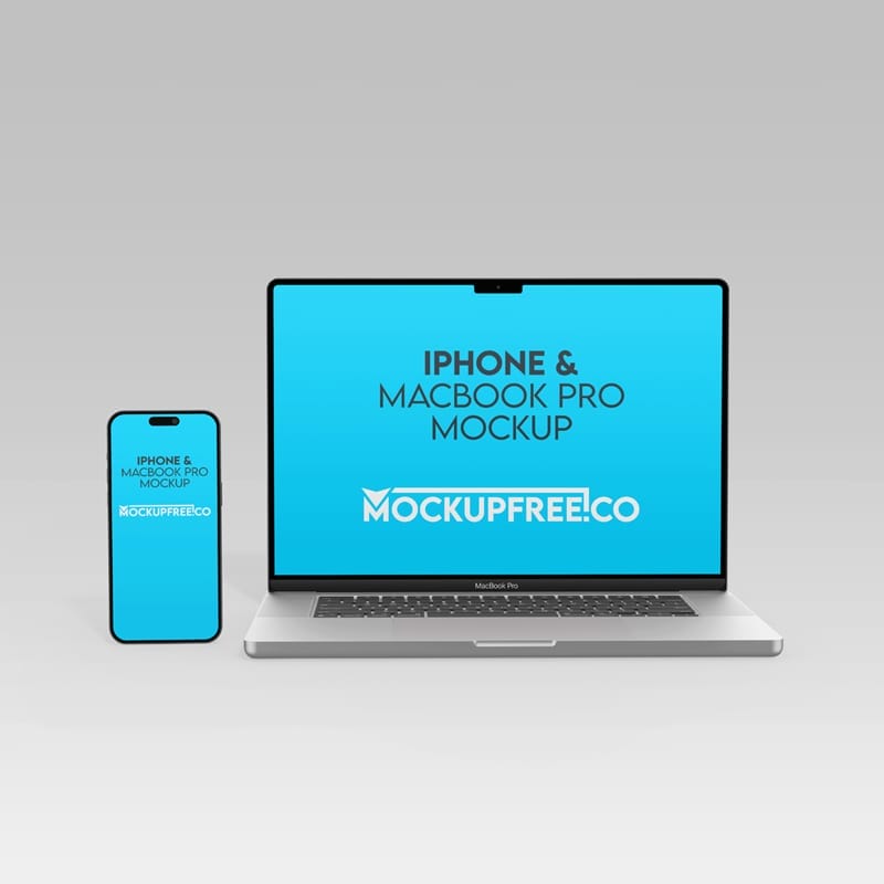iPhone and MacBook Pro Mockup PSD