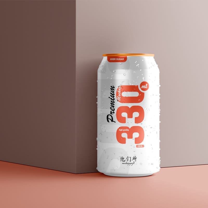 330ml Soda Can Mockup PSD