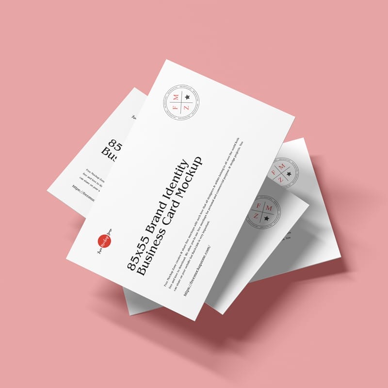 Free 85×55 Brand Identity Business Card Mockup PSD