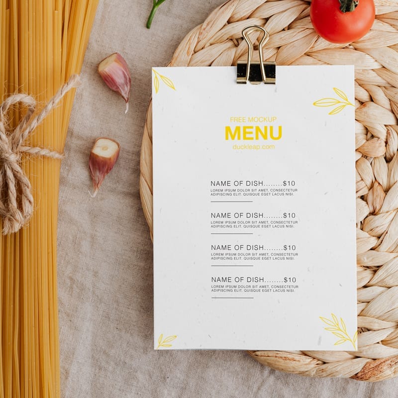 A4 Menu Mockup PSD