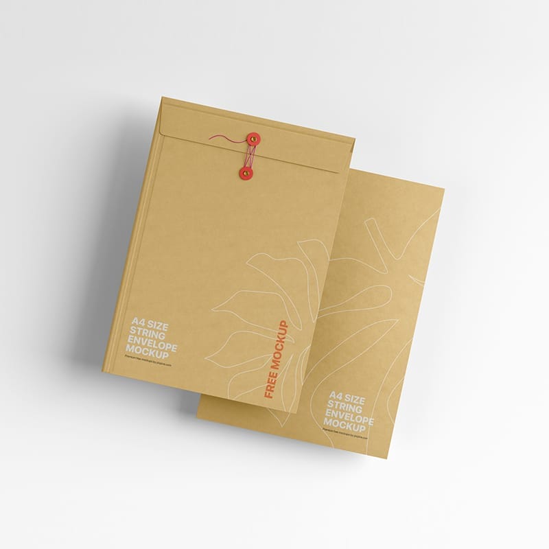 A4 Size String Envelope Mockup PSD