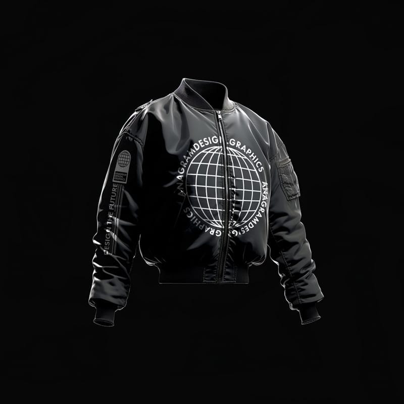 Black Bomber Jacket Mockup PSD