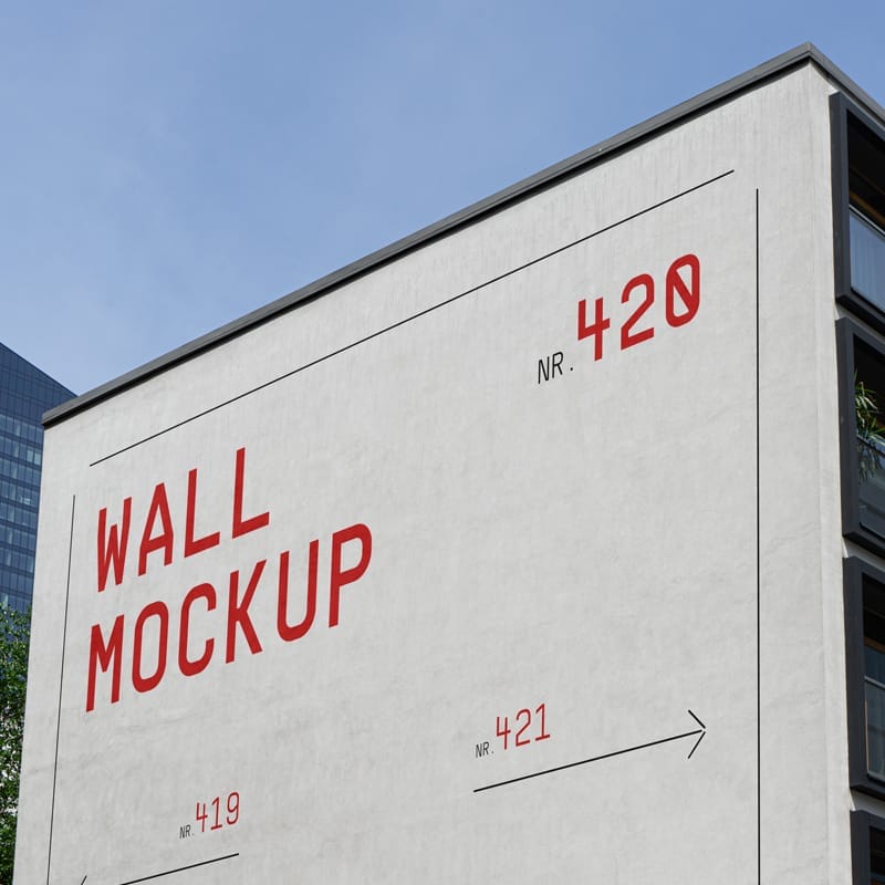 Building Elevation Wall Mockup PSD