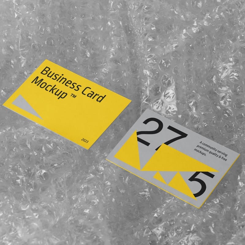 Business Cards on Bubble Wrap Mockup PSD