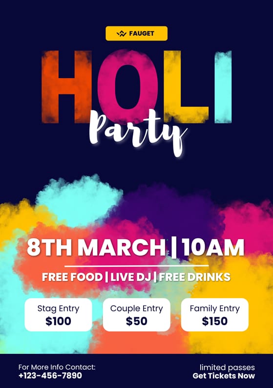 Colorful Festive Holi Party Poster
