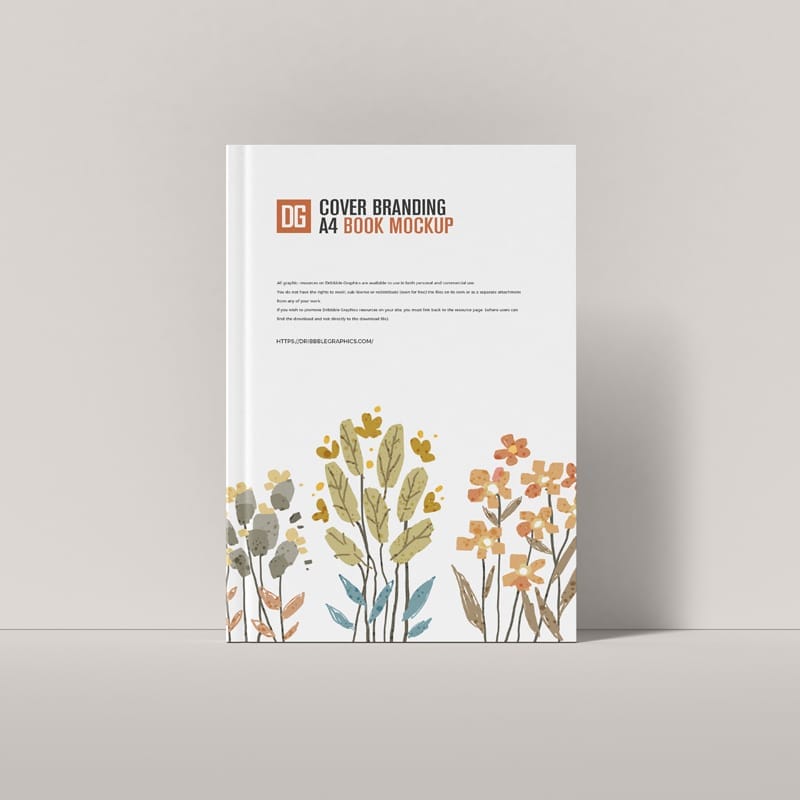 Cover Branding A4 Book Mockup PSD