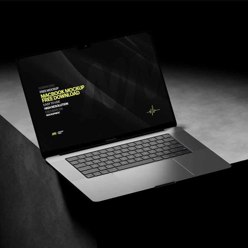 Dark Macbook Pro Mockup PSD