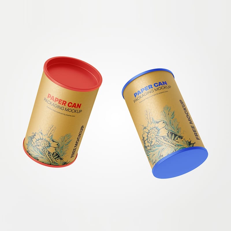 Floating Paper Can Packaging Mockup PSD