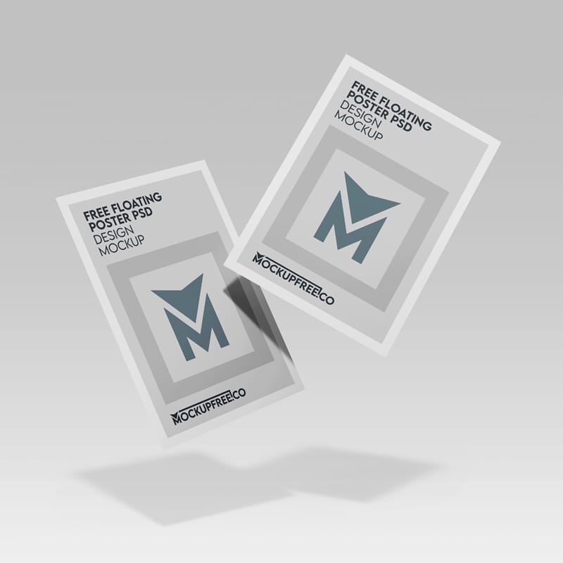 Floating Poster Mockup Design PSD