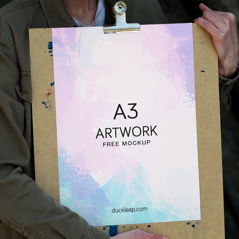 Free A3 Artwork Paper Mockup PSD