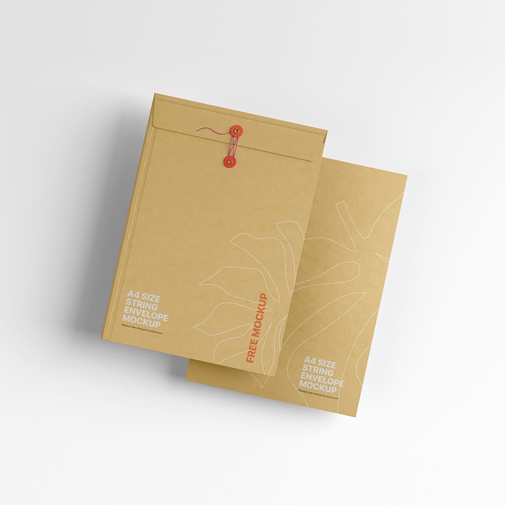 Free A4 Size String Envelope Mockup PSD
