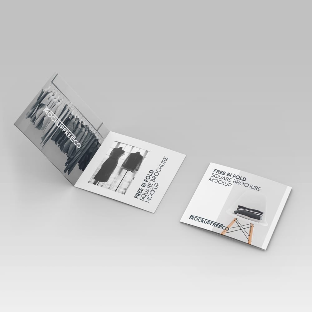 Free Bi-Fold Square Brochure Mockup PSD