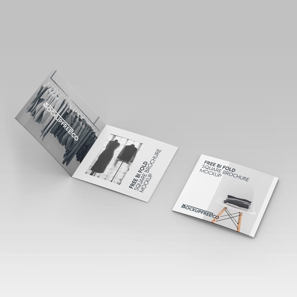 Free Bi-Fold Square Brochure Mockup Template PSD
