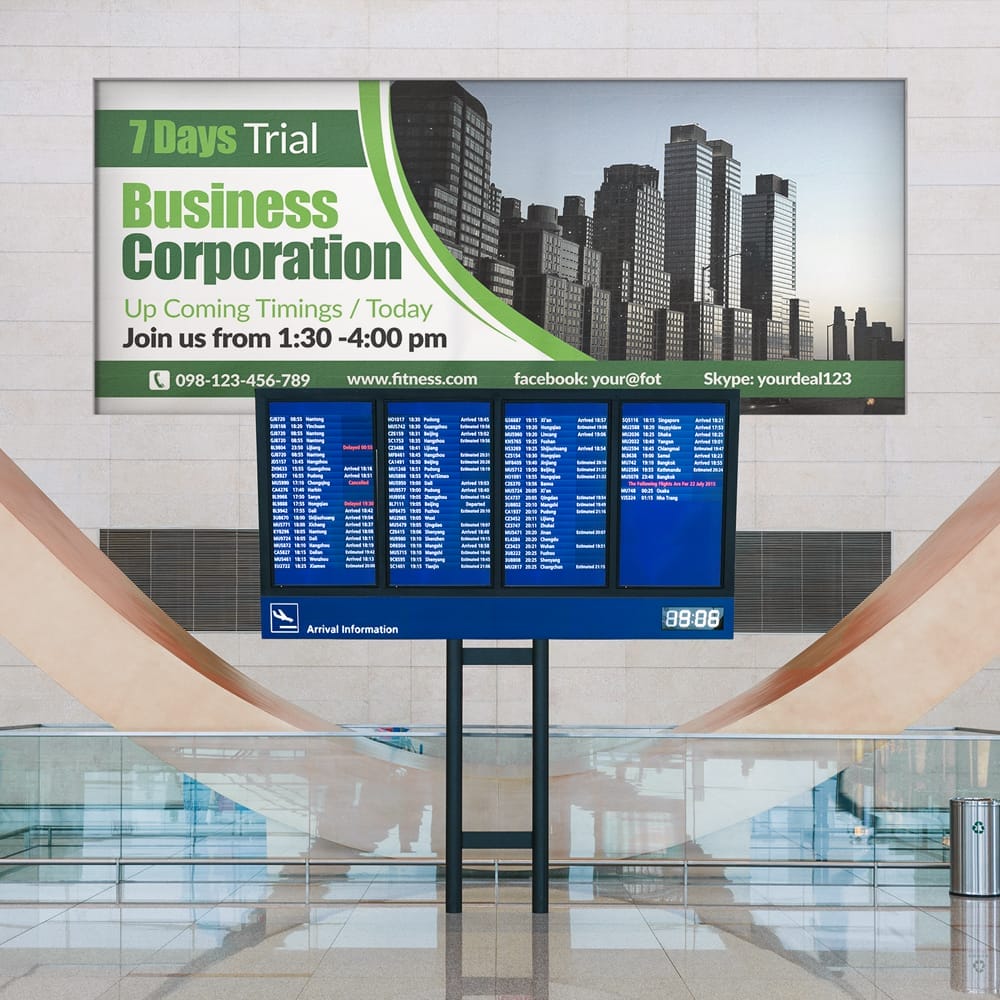 Free Billboard Airport Lobby Mockup PSD