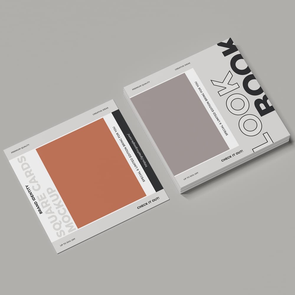 Free Brand Identity Square Cards Mockup PSD
