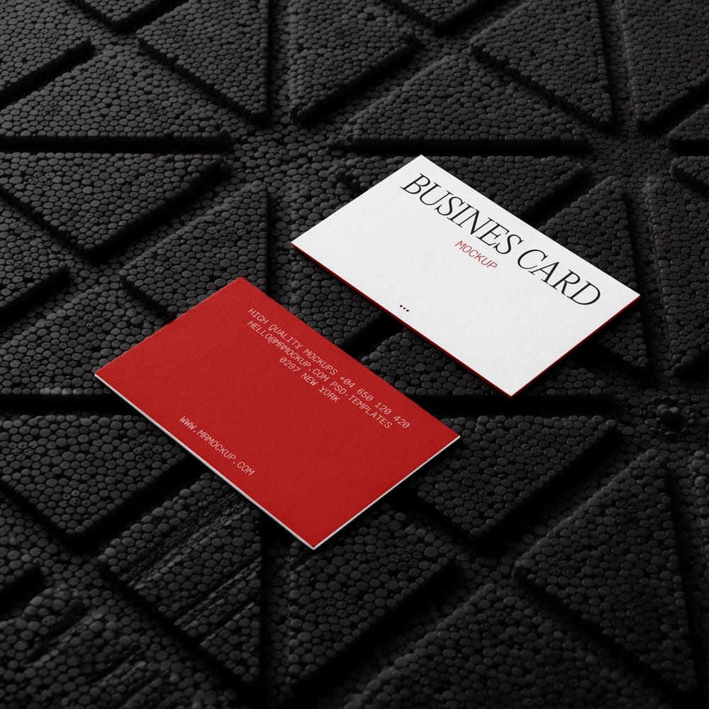 Free Business Cards Lying on Styrofoam Mockup PSD