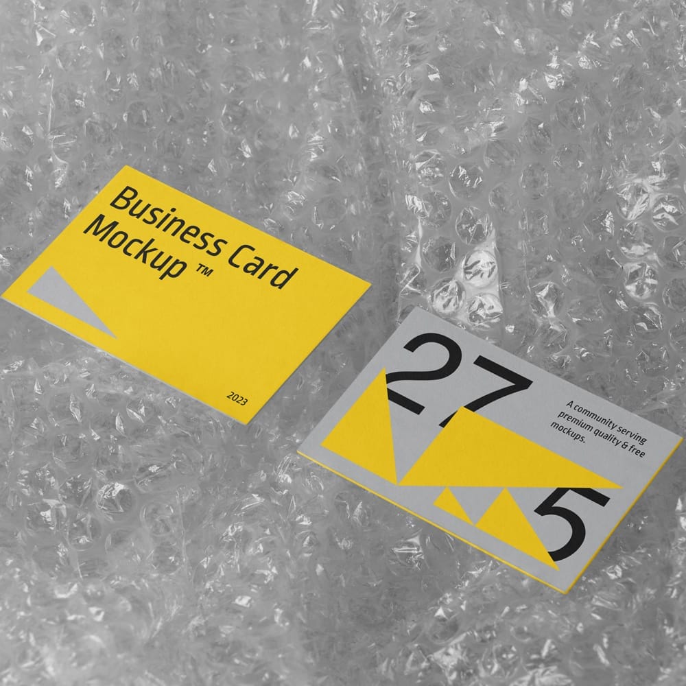 Free Business Cards on Bubble Wrap Mockup PSD