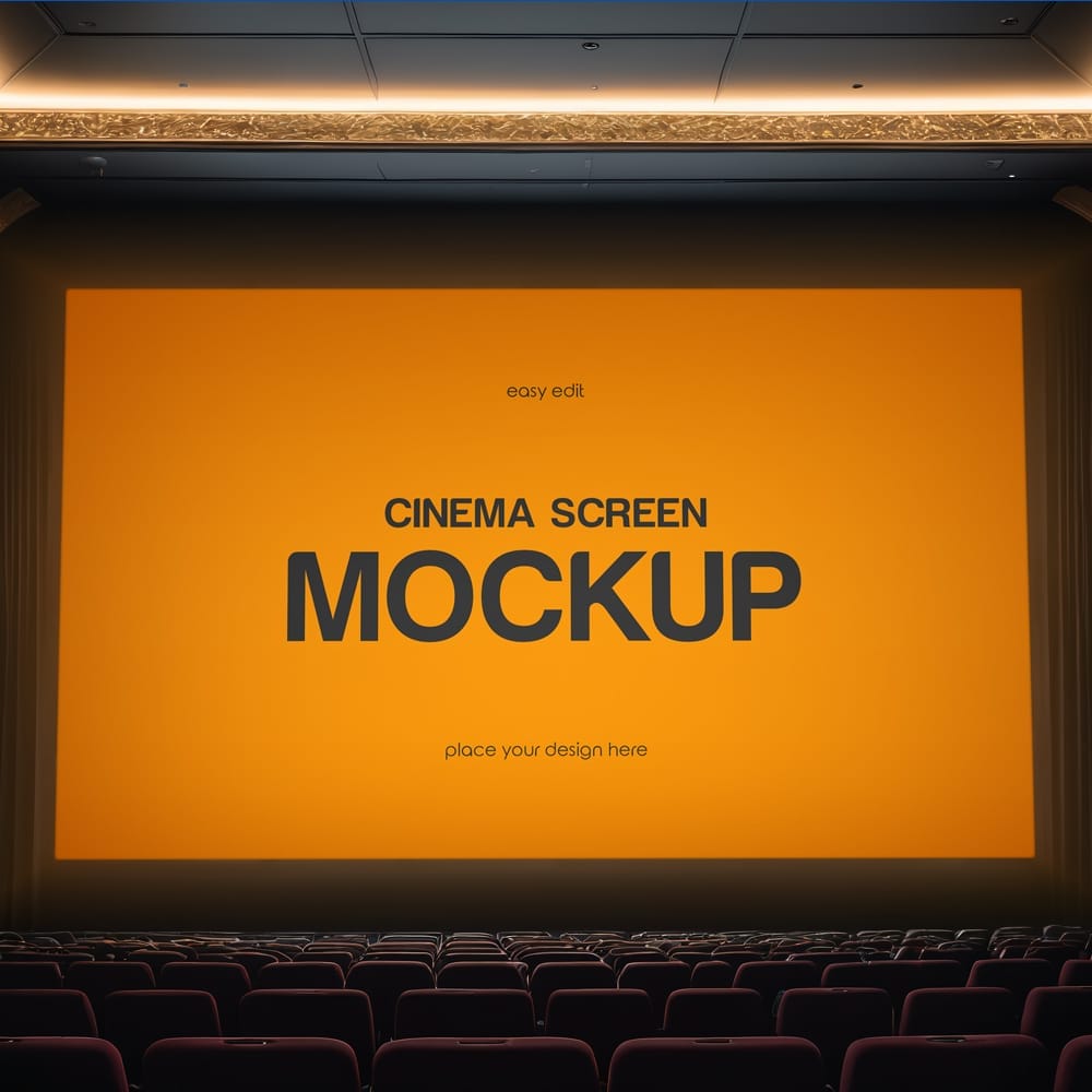 Free Cinema Screen Mockup PSD