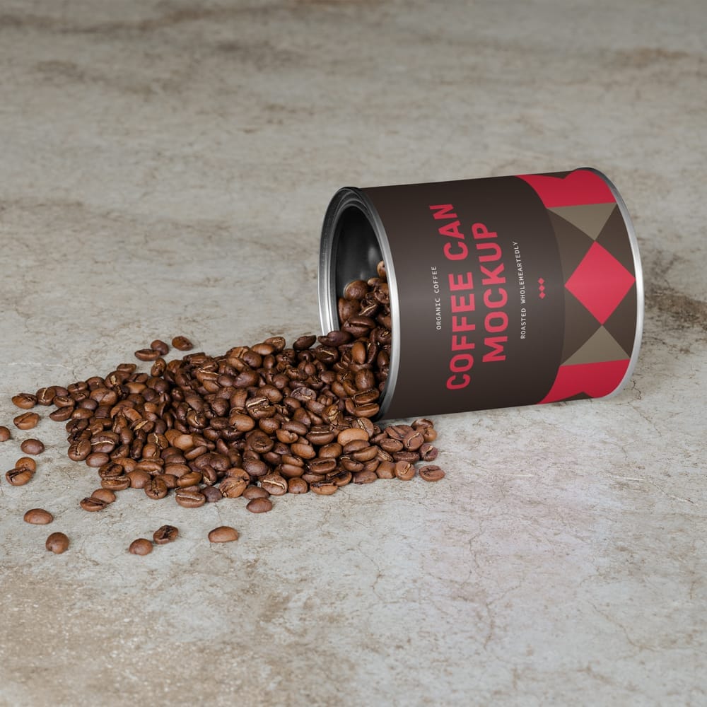 Free Coffee Packaging Can Mockup PSD