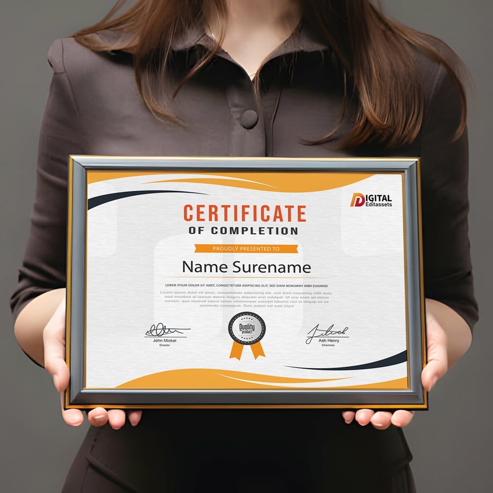 Free Completion Certificate Mockup PSD