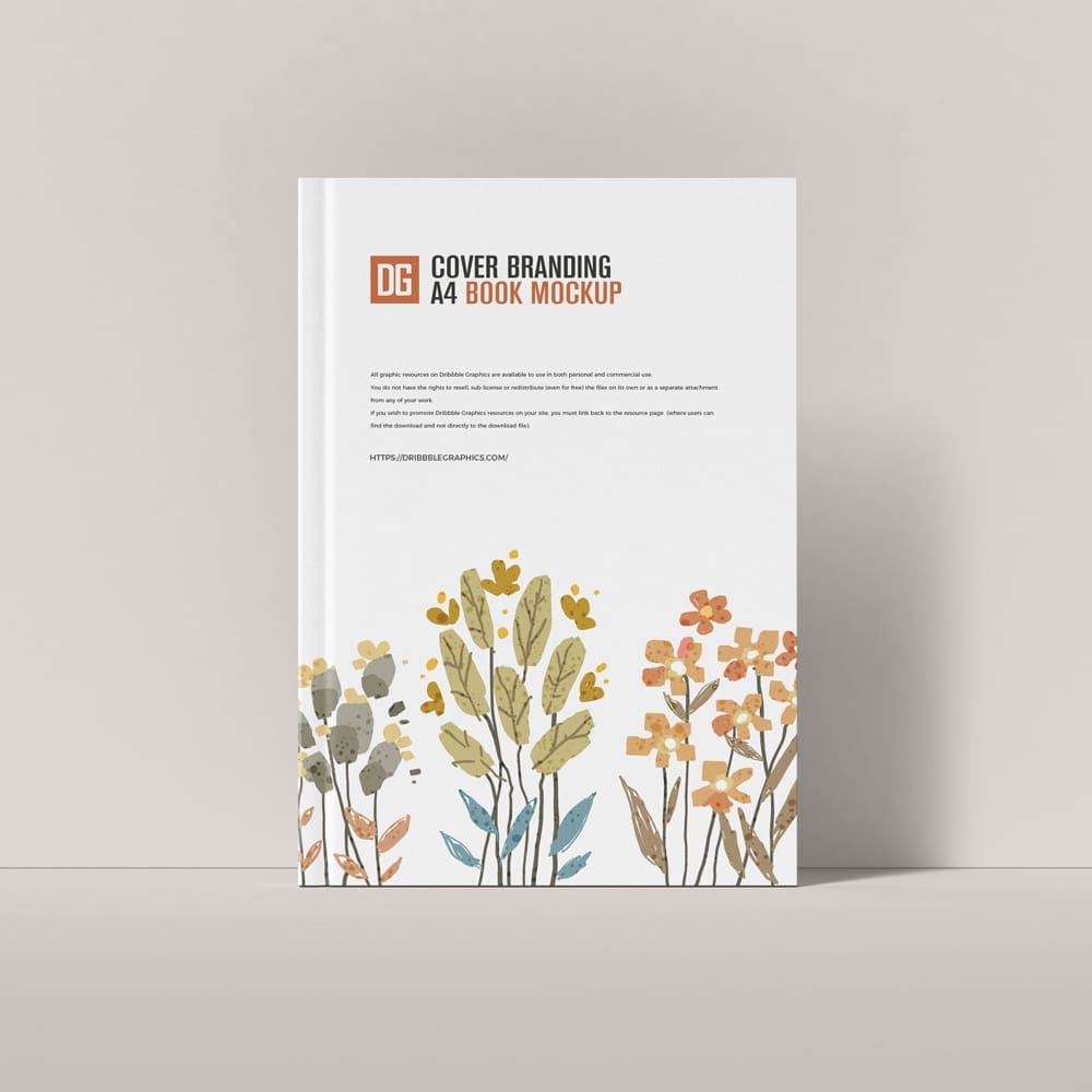 Free Cover Branding A4 Book Mockup PSD