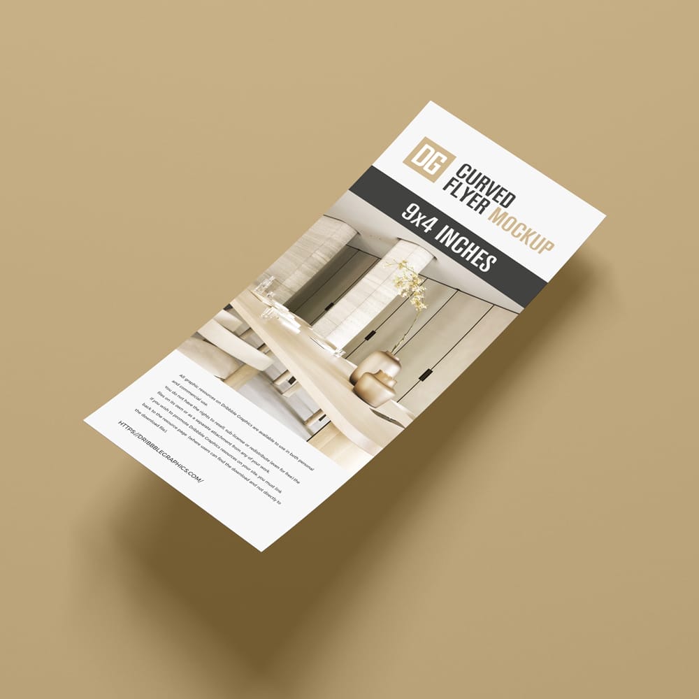 Free Curved 9×4 Flyer Mockup PSD