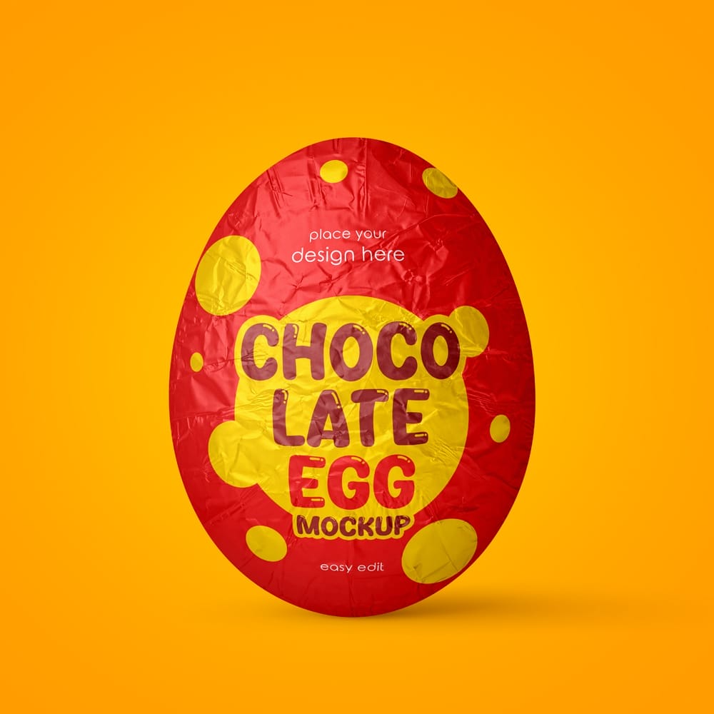 Free Egg in Metallic Foil Mockup PSD