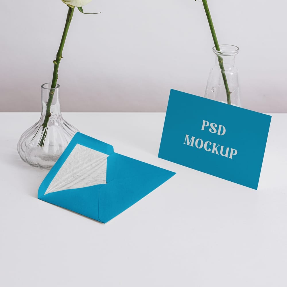 Free Envelop and card Mockup PSD