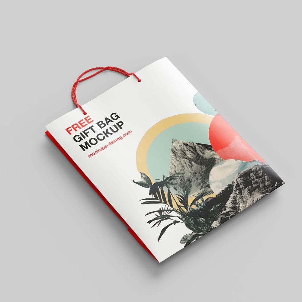 Free Flat Gift Bag Mockup PSD