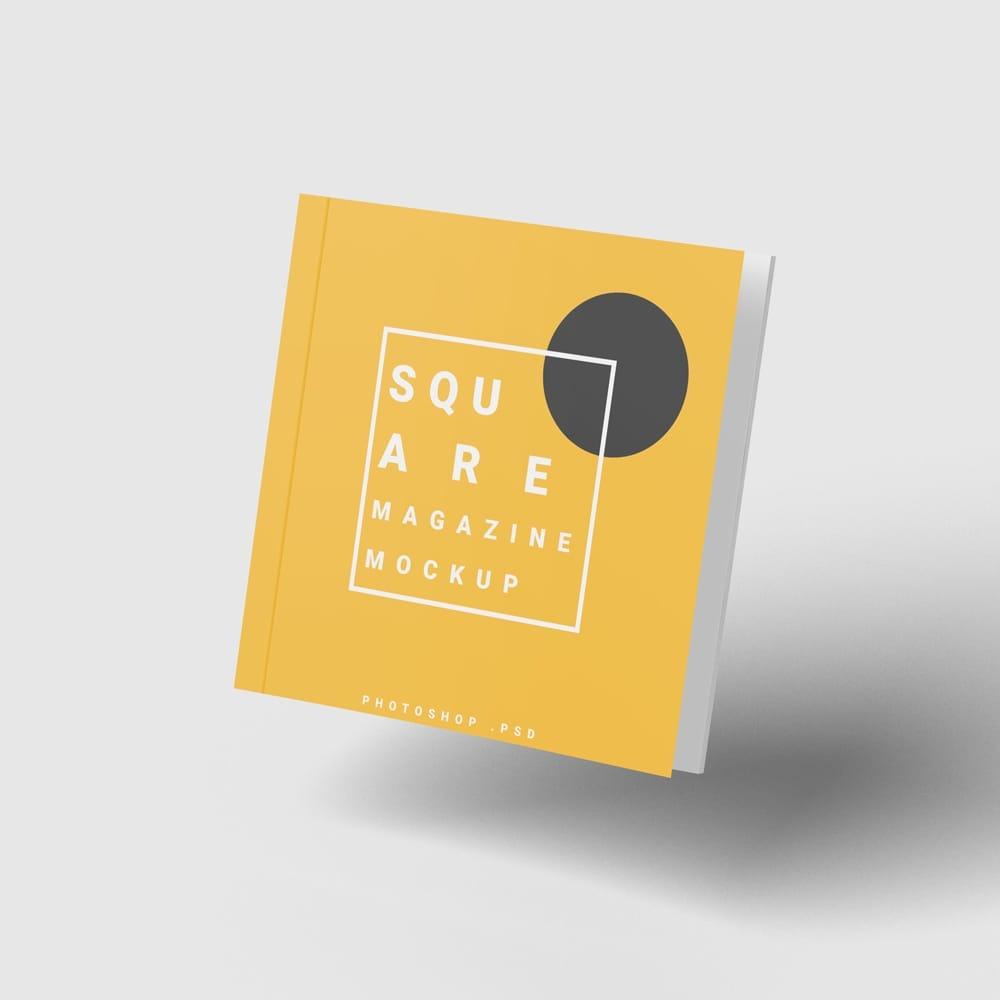Free Flying Magazine Square Mockup PSD