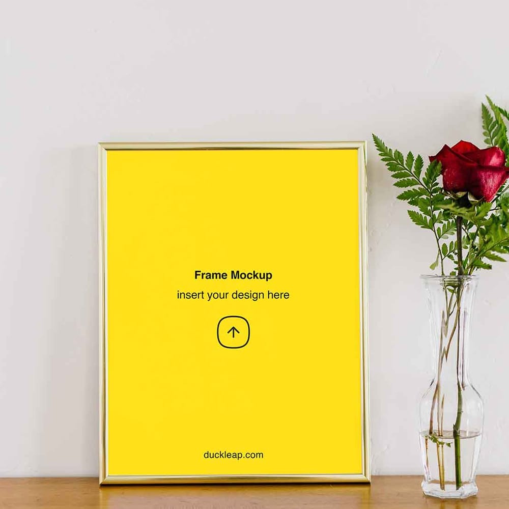 Free Frame with Flower Mockup PSD