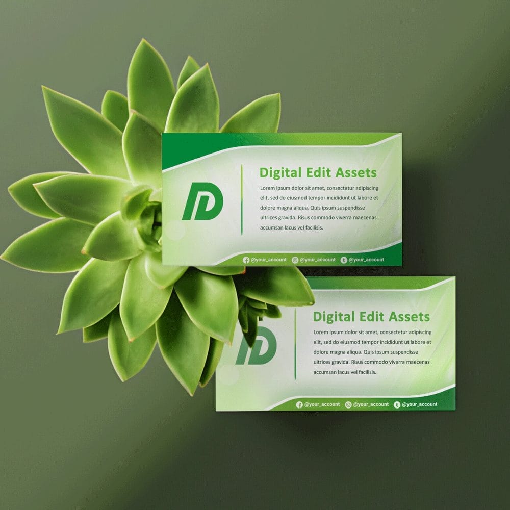 Free Green Elegance Business Card Mockup PSD