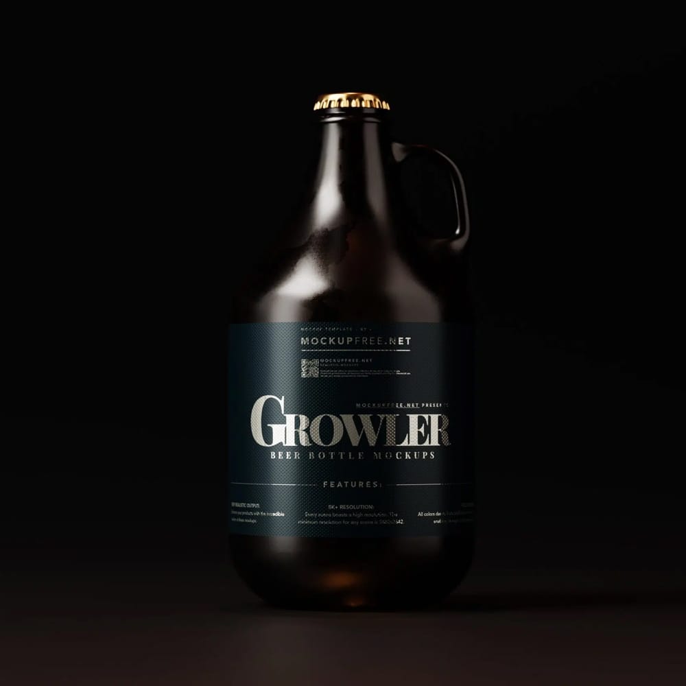 Free Growler Style Beer Bottle Mockups PSD