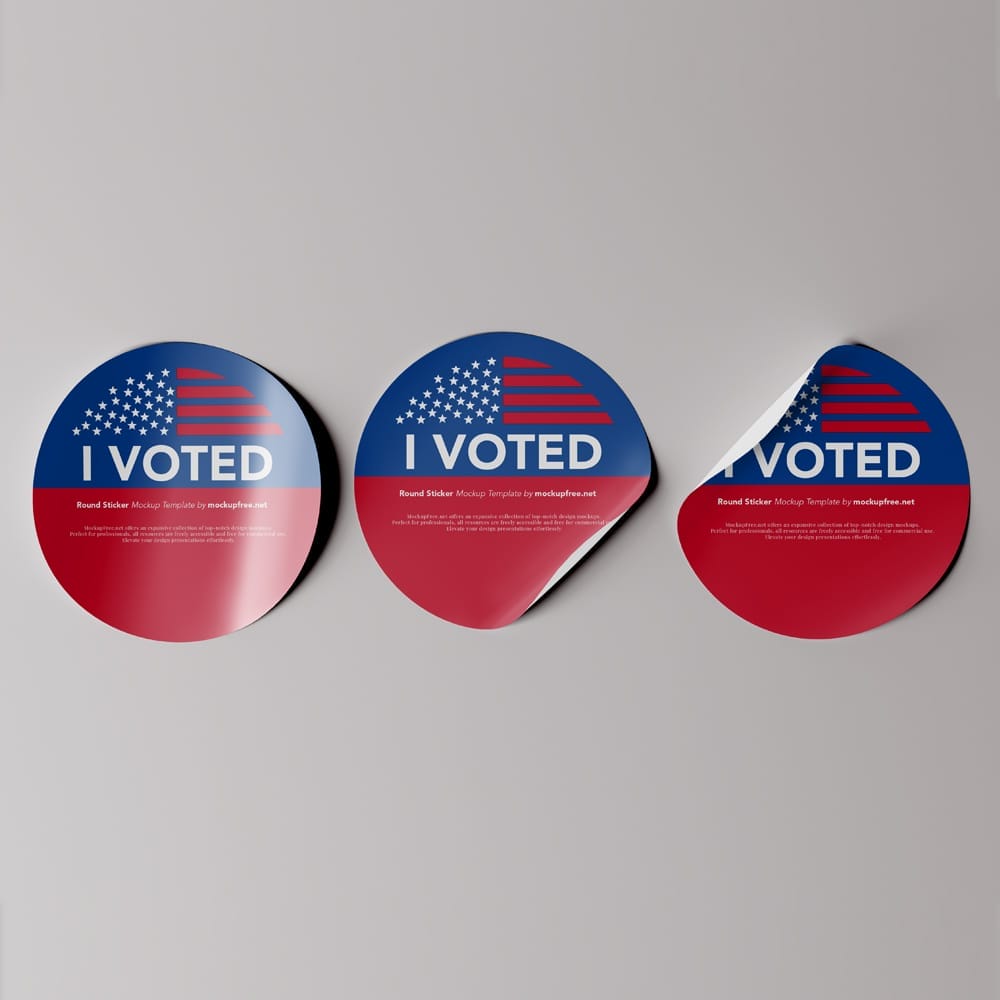 Free I Voted Sticker Mockups PSD