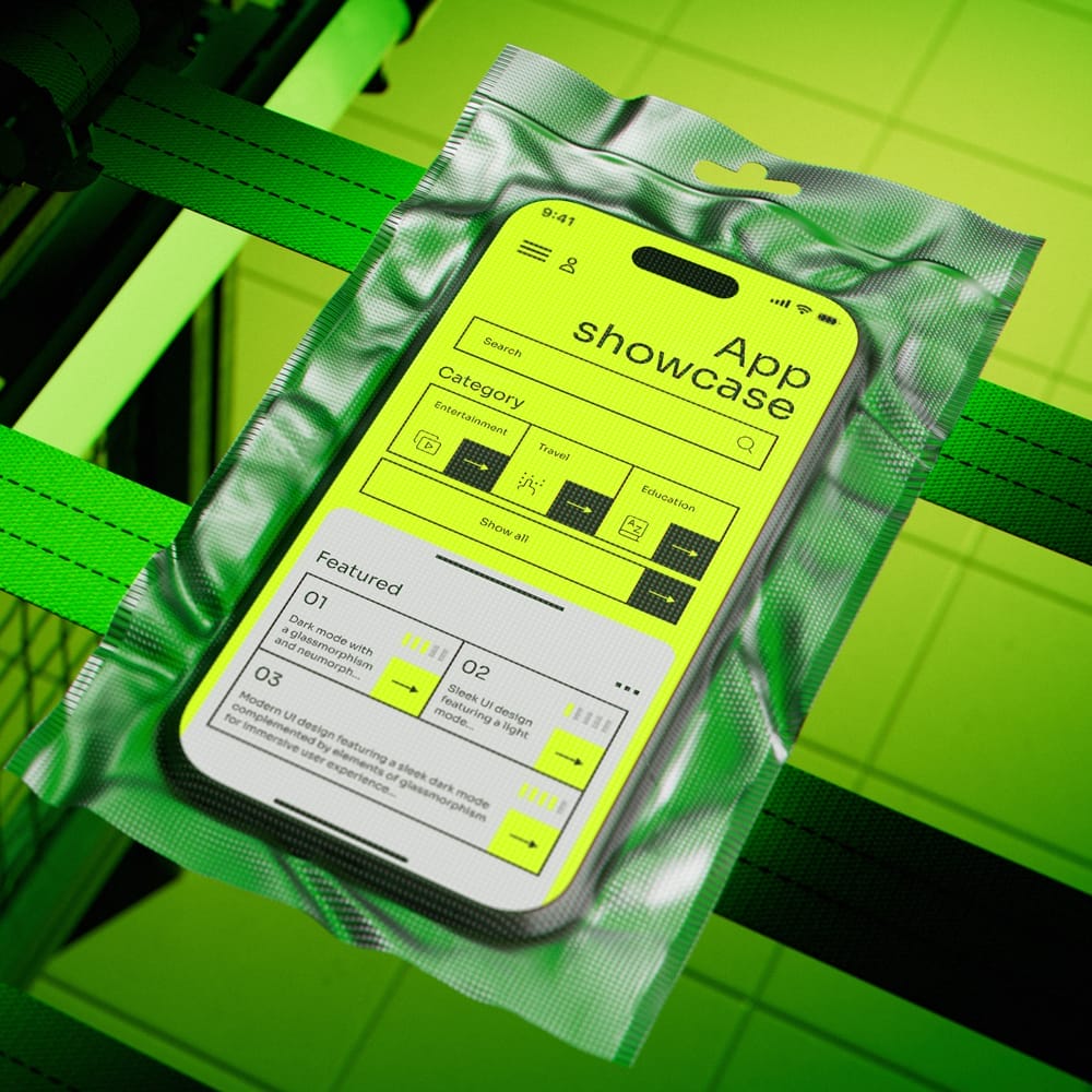 Free Iphone 15 Plastic Wrap Mockup PSD