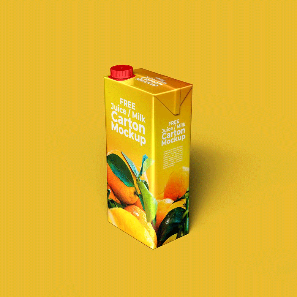 Free Juice or Milk Carton Mockup PSD