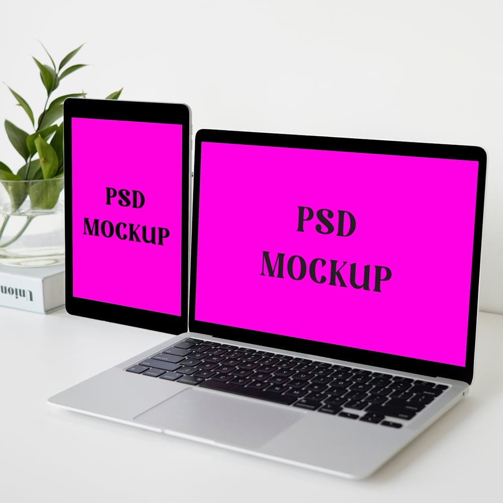 Free Laptop and Tablet Mockup PSD