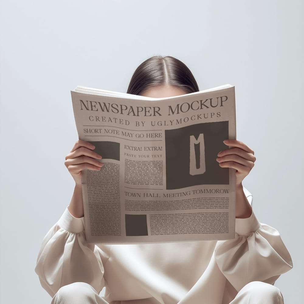 Free Minimalist Tabloid Newspaper Mockup PSD