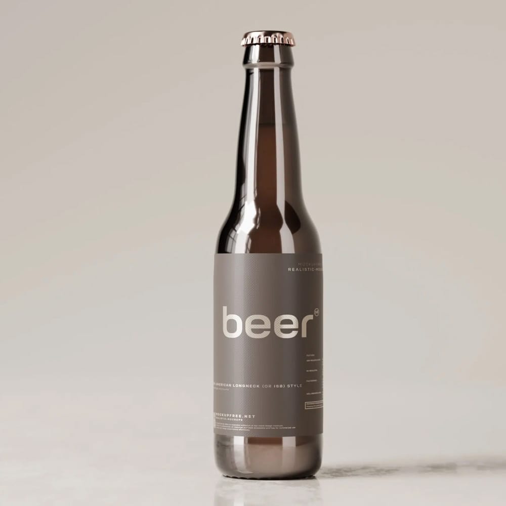 Free North American Long-neck Style Beer Bottle Mockups PSD