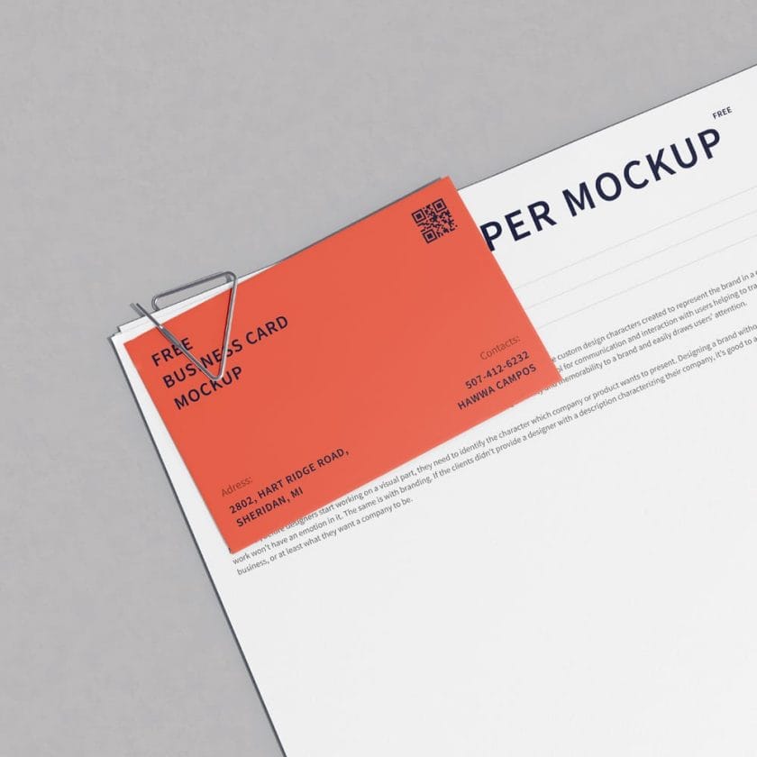 Free Paper and Business Card Mockup PSD